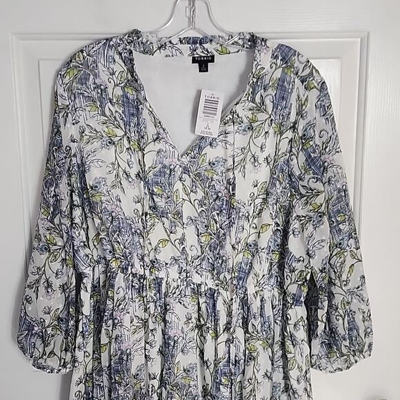 Torrid Pristine Floral Mini Clip Dot Front Keyhole Dress, NWT - Picture 2 of 8
